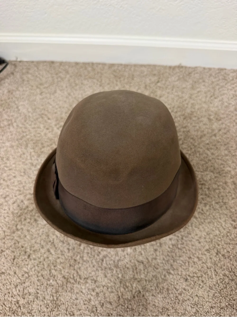 Vintage Knox Black Ivy Fur Felt Derby Hat 7 1/8
